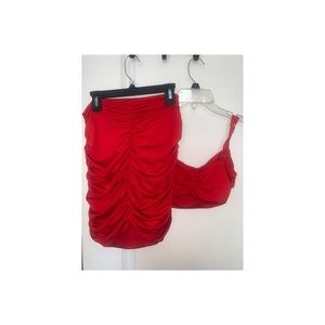 Amazon red two piece skirt set!